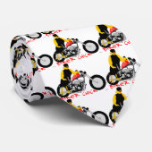 Cravate BIKER CHICK assise sur sa moto (Roulé)