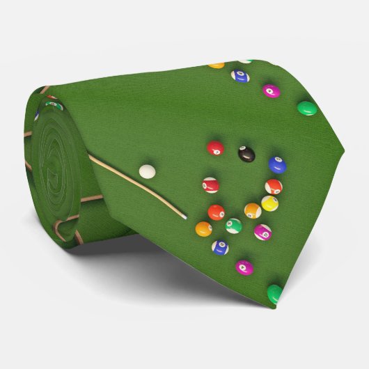 Cravate Billard Table De Billard Et Boules Necktie (Roulé)