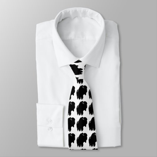 Cravate Bison d'art pop noir et blanc / Buffalo (Attaché)