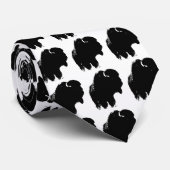 Cravate Bison d'art pop noir et blanc / Buffalo (Roulé)
