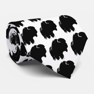 Cravate Bison d'art pop noir et blanc / Buffalo