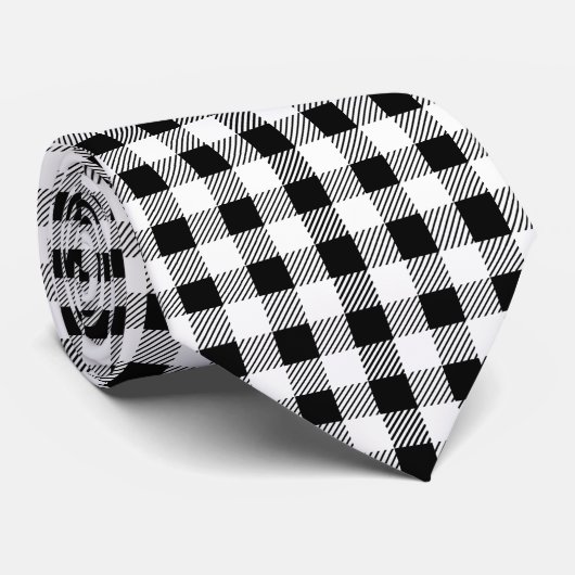 Cravate Bison Plaid Black White Fall (Roulé)