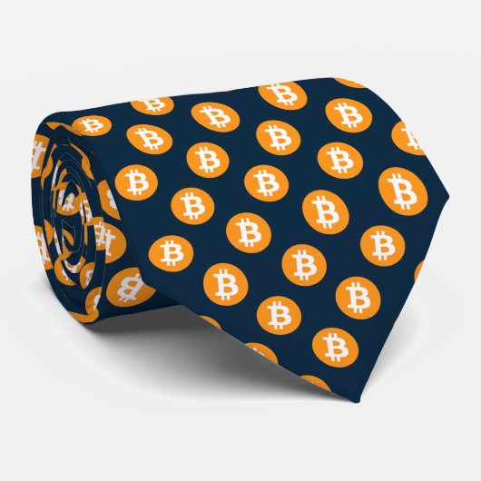 Cravate Bitcoin élégant Répétition Orange BTC Logo (Roulé)
