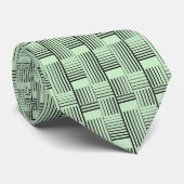 Cravate Black Abstrait Weave On Mint Green (Roulé)