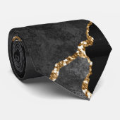 Cravate Black Agate Gold Parties scintillant Mariage Crava (Roulé)
