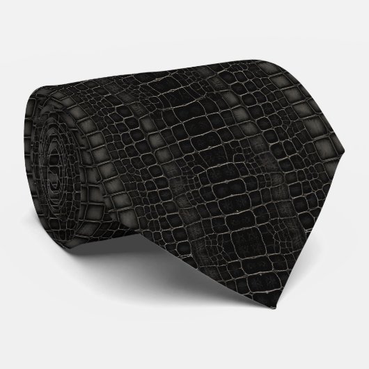 Cravate Black Alligator Crocodile Dragon Snake Leather (Roulé)
