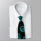 Cravate Black and Aqua Turquoise Swirls (Attaché)