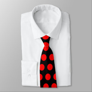 Cravate Black and bright Red Polka Dot Pattern