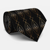 Cravate Black And Gold Deco  (Roulé)