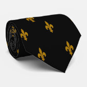 Cravate Black and Gold Fleur de Lis (Roulé)