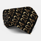 Cravate Black and Gold look Bonne année 2024 (Roulé)
