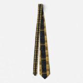 Cravate Black and Gold/Yellow Plaid Pattern Necktie Tie (Dos)
