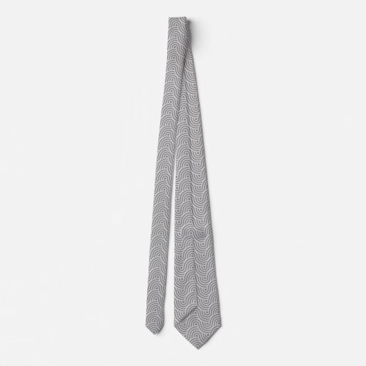 Cravate Black and Grey Modern Geometric Wavy Curved Lines (Dos)