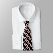 Cravate Black and Light Pink Butterflies Neck Tie (Attaché)