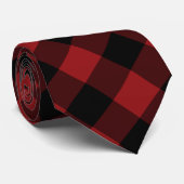 Cravate Black and Red Buffalo Plaid Neck Tie (Roulé)
