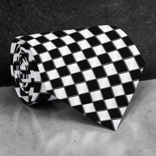 Cravate Black and White Checkered Custom Necktie