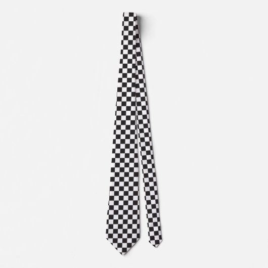 Cravate Black and White Checkered Pattern Neck Tie (Devant)