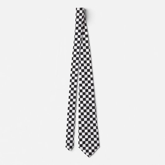 Cravate Black and White Checkered Pattern Neck Tie (Dos)