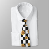 Cravate Black and White Checkered & Sunflower Print (Attaché)