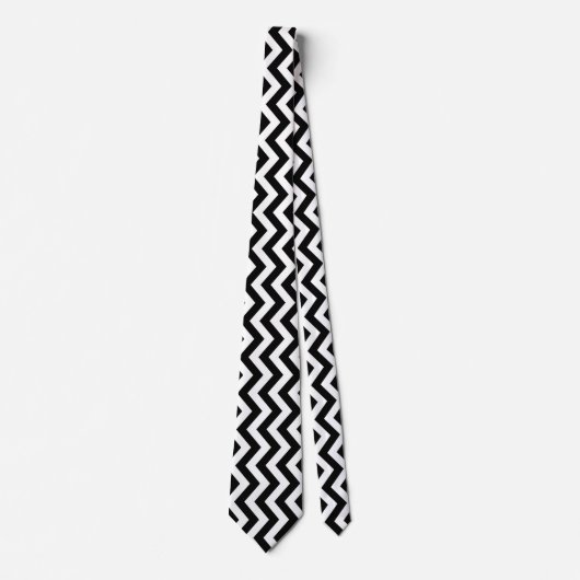 Cravate Black And White Chevron Pattern (Devant)