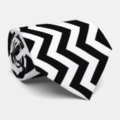 Cravate Black And White Chevron Pattern (Roulé)