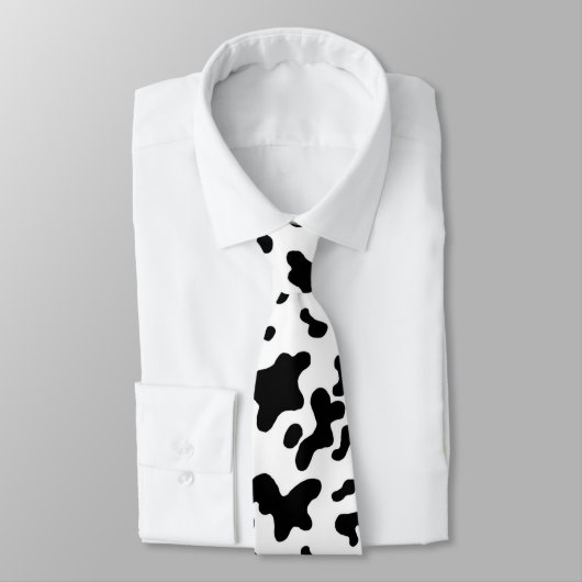 Cravate Black and White Cow Hide Pattern Tie (Attaché)
