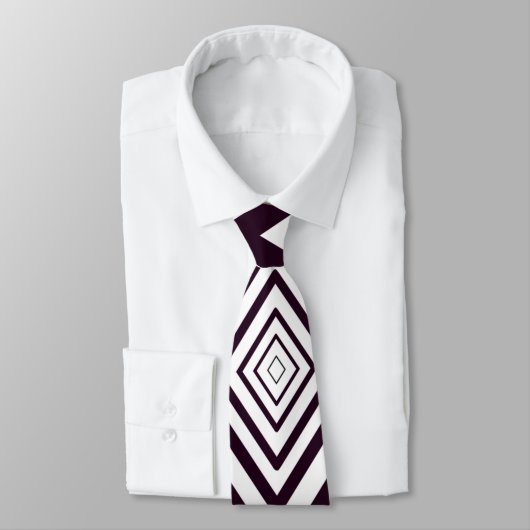 Cravate Black and White Diamond Optical Illusion  (Attaché)