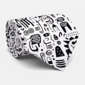 Cravate Black and White Doodles Custom Necktie (Roulé)