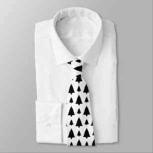 Cravate Black And White Fir Christmas Tree Pattern