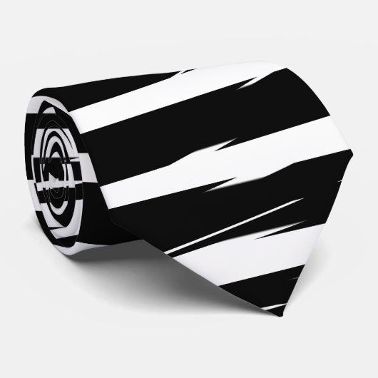 Cravate Black and White Glitch Signal Stripes (Roulé)