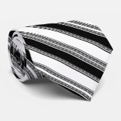 Cravate Black and white lace braid and horizontal stripes  (Roulé)