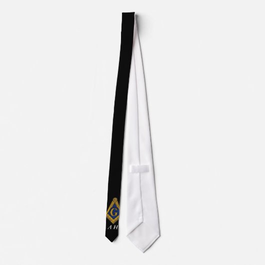 Cravate Black and White Masonic Freemason Monogram (Dos)