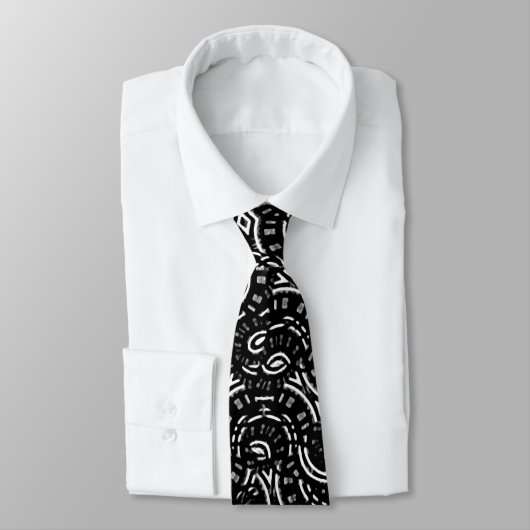 Cravate Black and White Modern Intricate Ornate (Attaché)