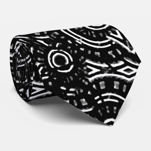 Cravate Black and White Modern Intricate Ornate (Roulé)