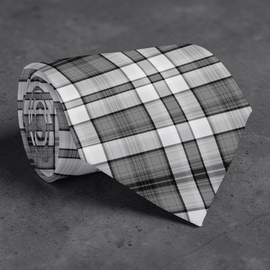 Cravate Black and White Plaid Custom Necktie