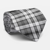 Cravate Black and White Plaid Custom Necktie (Roulé)