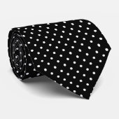 Cravate Black and White Polka (Roulé)