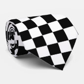 Cravate Black and White Racing Silks Checks Derby (Roulé)