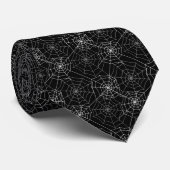 Cravate Black and White Spider Webs Halloween Motif (Roulé)