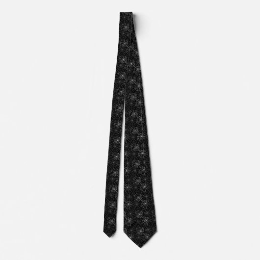 Cravate Black and White Spider Webs Halloween Motif (Dos)