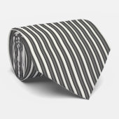 Cravate Black and White Striped Custom Necktie (Roulé)
