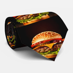 Cravate Black Big Hamburger - Cravate sur le thème