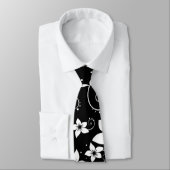 Cravate Black Blanc été Tropiques Mens Mode Necktie (Attaché)