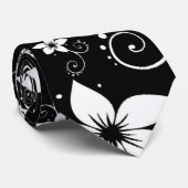Cravate Black Blanc été Tropiques Mens Mode Necktie (Roulé)