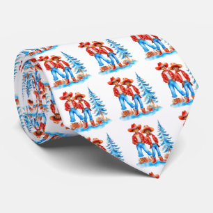 Cravate Black Cowboy Cowgirl Couple hiver Scène de Noël