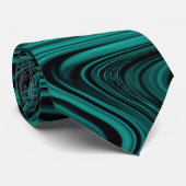 Cravate Black & Emerald Wavy Abstraction (Roulé)