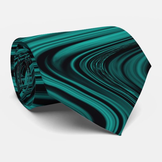 Cravate Black & Emerald Wavy Abstraction (Roulé)