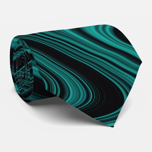 Cravate Black & Emerald Wavy Abstraction (Roulé)
