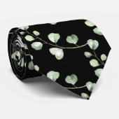 Cravate Black & Eucalyptus Verdure Mariage élégant (Roulé)