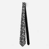 Cravate Black Floral Pattern Custom Necktie (Devant)